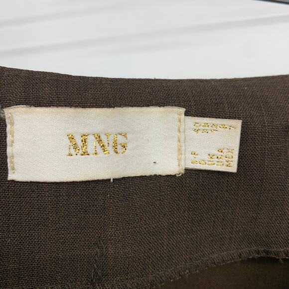 MNG Pant Suit Set Womens Size 8 Long Blazer + Straight Leg Pant Brown One Button - Picture 12 of 12